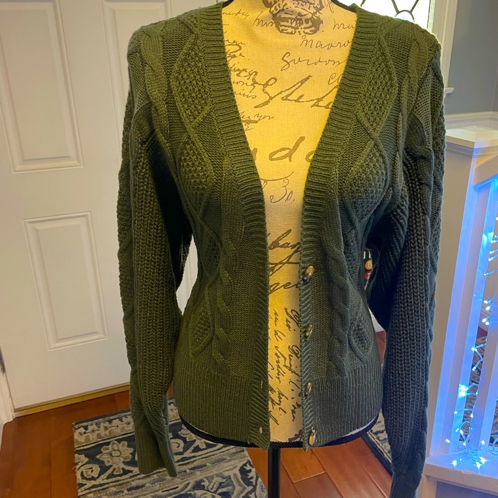 Brand NWT gorgeous deep olive cardigan